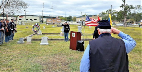 Everyone showing respect during the National Hymn - during the ceremony.